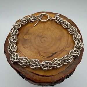 Elegant Sterling Silver Chain Bracelet With Heart- 14.6g